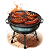 Grill with sausages
