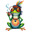 Lustiger Frosch mit Friedenspfeife - Hippie-Vibes
