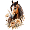 Elegantes Pferdeportrait mit Blumen