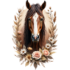 Elegantes Pferdeportrait mit Blumen