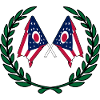 USA Ohio flags in laurel wreath