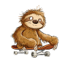 Faultier Mit Skateboard Cartoon