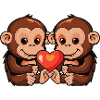 Monkey Couple Heart Valentine's Day