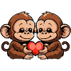 Singe Couple Coeur Saint Valentin