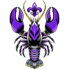 Mardi Gras crawfish with fleur-de-lis design
