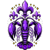 Mardi Gras crawfish with fleur-de-lis design