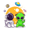 Astronaut Alien Chilling In Space