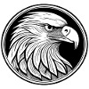 Aigle stylisé en noir et blanc