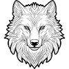Grafischer Wolfkopf in Schwarzweiß
