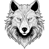 Mystischer Wolfkopf mit detailliertem