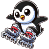 Cute Penguin Inline Skates Cartoon