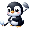 Cute Penguin Golfer Cartoon Whimsical