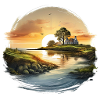 Sonnenuntergang am See oder Meer