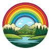 Paysage avec arc-en-ciel