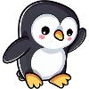 Cute cartoon penguin waving