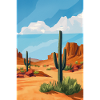 Desert Landscape Illustration Poster
