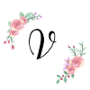 Lettre v florale rose