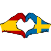 Espagne Suède Drapeau Mains Coeur
