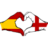 Spain England Flag Hands Heart