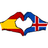 Spain Iceland Flag Hands Heart