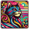 Buntes dekoratives Katzenportrait