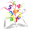 Buch mit bunten Buchstaben und Zahlen