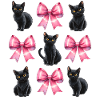 Coquette Bow Black Cat Mom Pink Bow