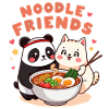 Noodle Friends Panda Chat Illustration