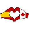 Spain Canada Flag Hands Heart