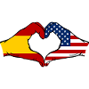 Spain USA Flag Hands Heart
