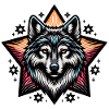 farbenfrohes Wolfsportrait