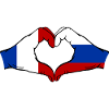 France Russie Drapeau Mains Coeur Forme