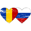 Roumanie Russie Drapeau Coeur Utilisé