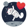 Lone Astronaut Cat Catching Heart