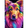 Rainbow Collie Portrait