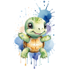 Tortue Kawaii - Aquarelle