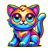 Neon Glow Crazy Cat Design