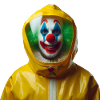 Verrückter Clown im Seuchenschutzanzug
