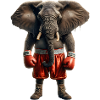 Elefant mit Boxhandschuhen