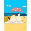 Ferie ved havet på sommerens solrige strand, humor