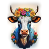 Cow with flower wreath
