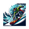 Adrenalinischer Snowboarder mit Drachenmotif