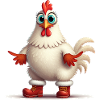 Poule fougueuse avec bottes