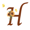 Letter h sunflower butterfly