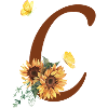 Letter c sunflower butterfly