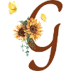 Letter g sunflower butterfly