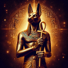 Ägyptischer Gott Anubis mit Anch-Kreuz