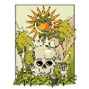 Volcanic skull with sun wreath