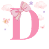 Lettre D rose nuages