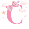 Lettre c rose nuages
